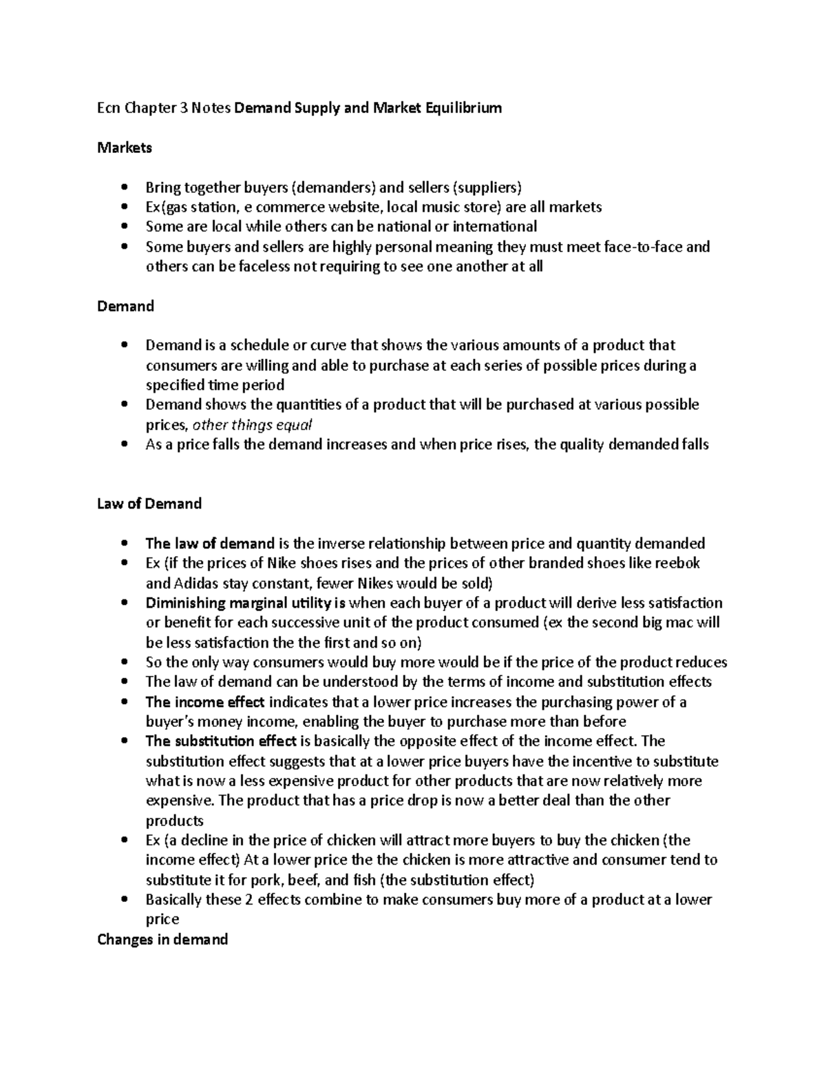 Ecn Chapter 3 Notes Demand Supply and Market Equilibrium - Ecn Chapter ...