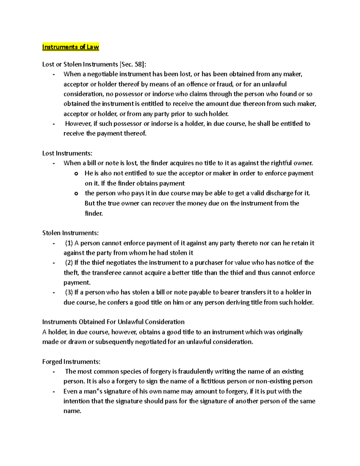 Instruments of Law Instruments of Law Lost or Stolen Instruments [Sec