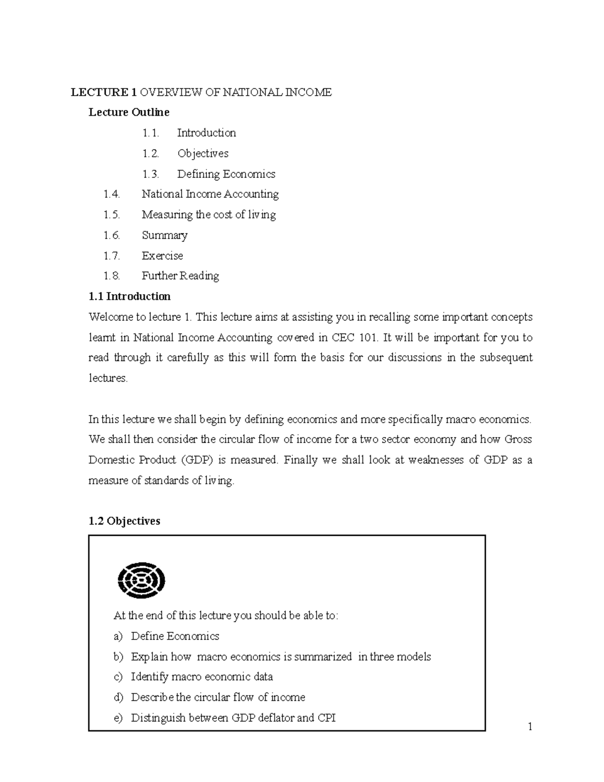 Lecture 1- Overview OF National Income - LECTURE 1 OVERVIEW OF NATIONAL ...