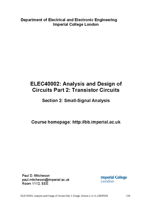 Note3 - Analysis design circuit - Department of Electrical and ...