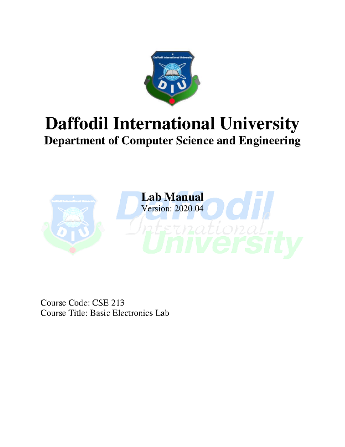 CSE213 Basic Electronics Lab Manual Daffodil International University