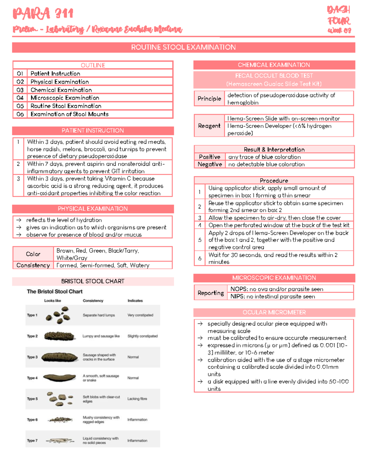 PARA311 LAB 03 - Routine Stool Examination - PARA 311 Prelim ...