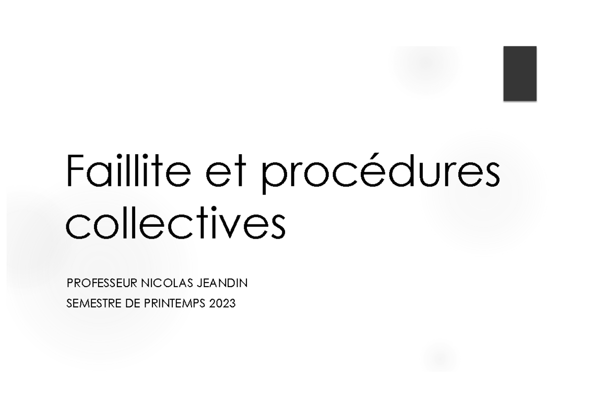 2.2. Faillite Et Procédures Collectives PDF - Exécution Forcée - UniGE ...