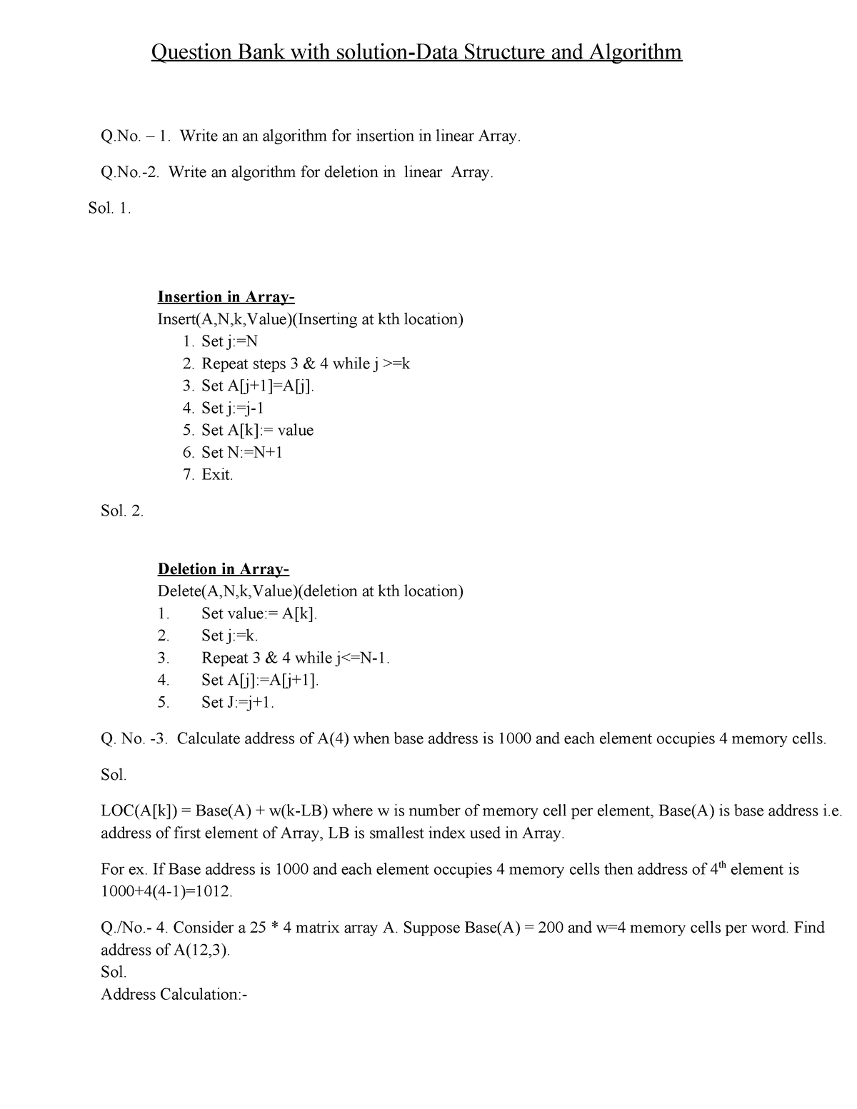 Dsa question bank - Question Bank with solution-Data Structure and ...