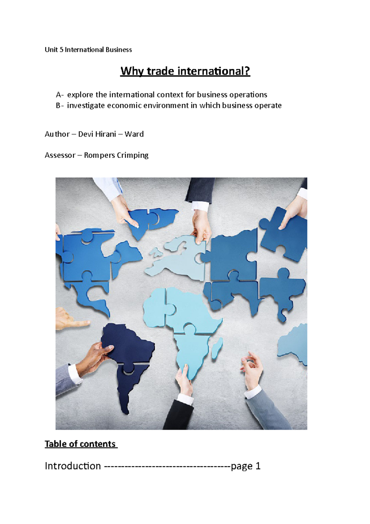 Completed xx Unit 5 International Business Devi Hirani-Ward copy - Unit ...
