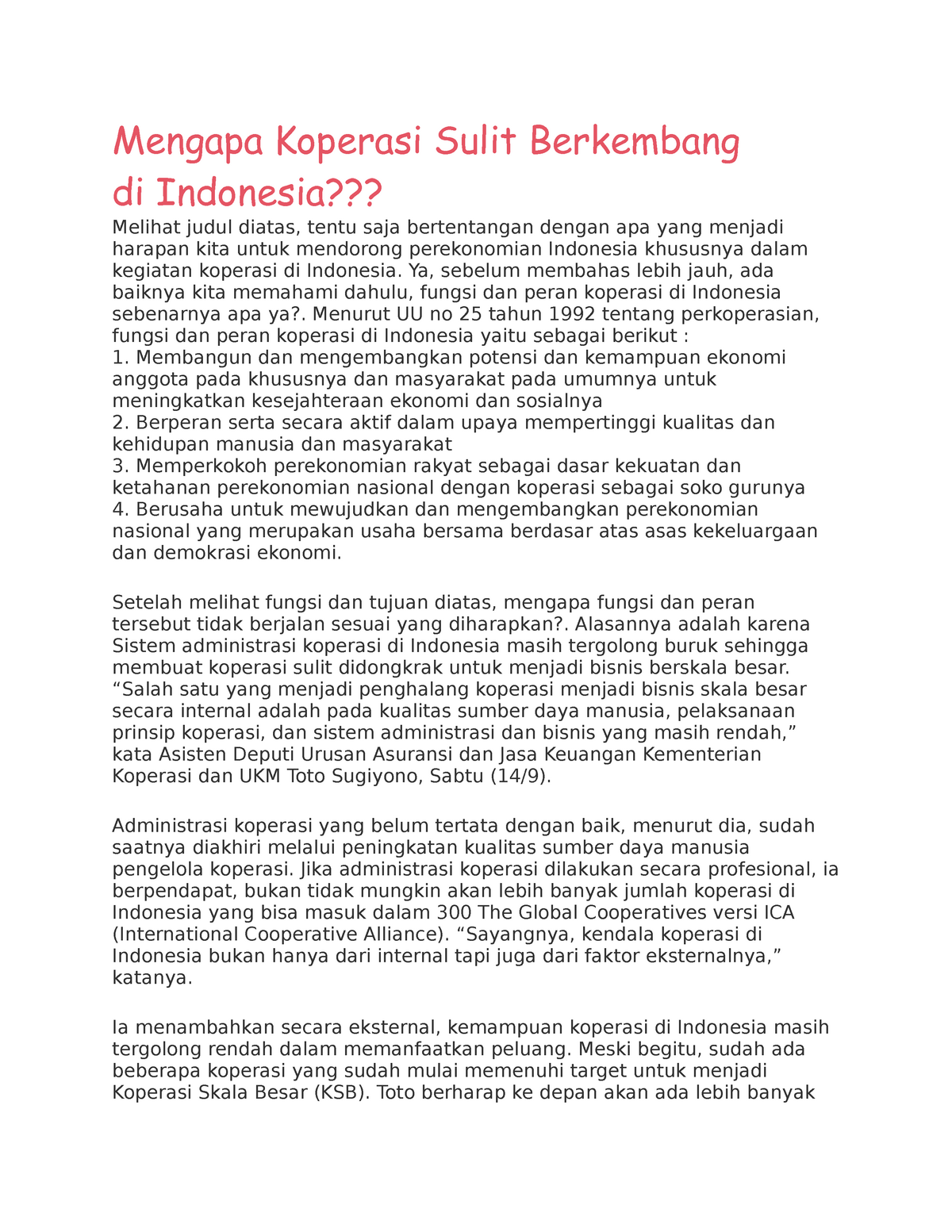 Mengapa Koperasi Sulit Berkembang Di Indonesia - Mengapa Koperasi Sulit ...