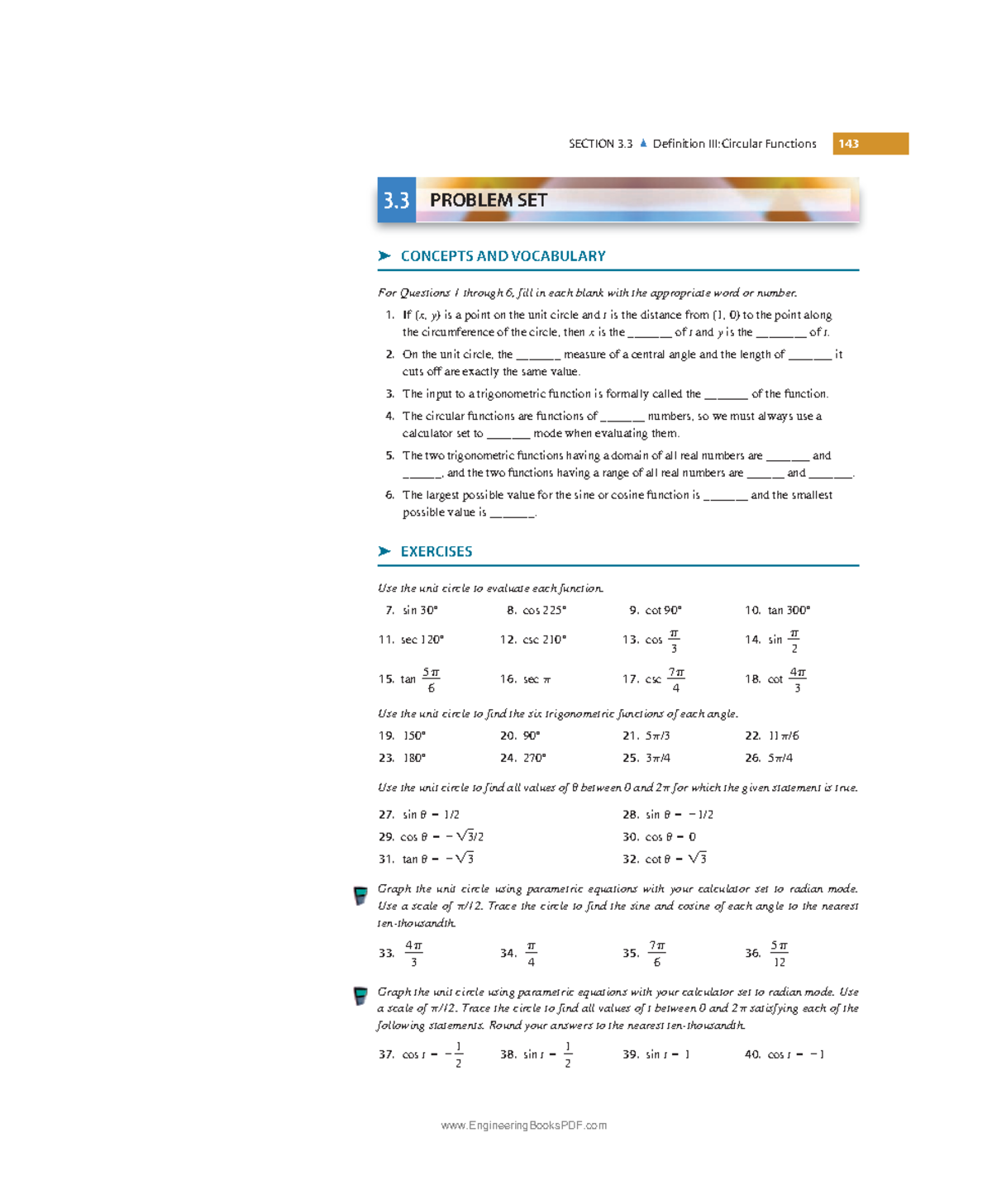 Definition IIICircular Functions 5 - SECTION 3 Definition III: Circular ...