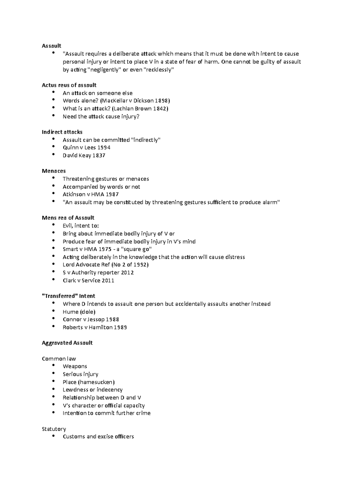 Criminal law 10 - Assault 