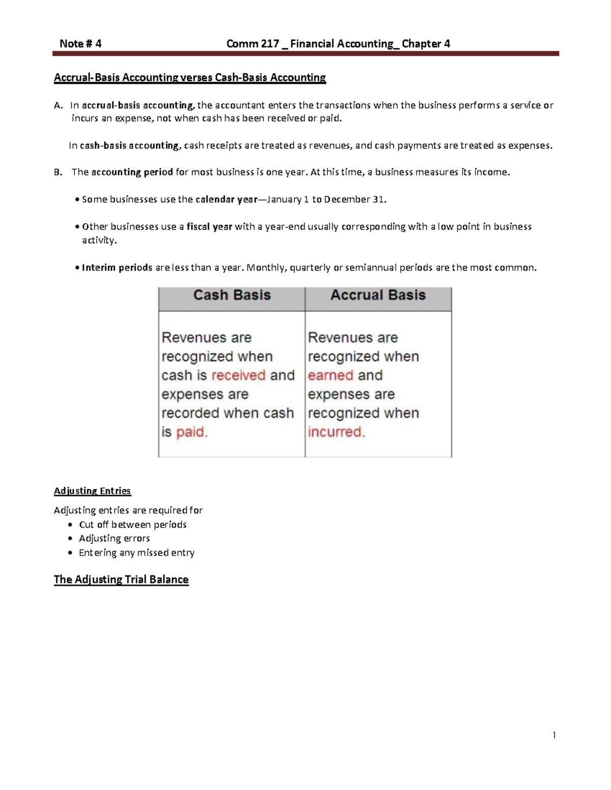 Note 4 Class Notes Ch 4 Comm 217 Winter 22 - Accrual-Basis Accounting ...