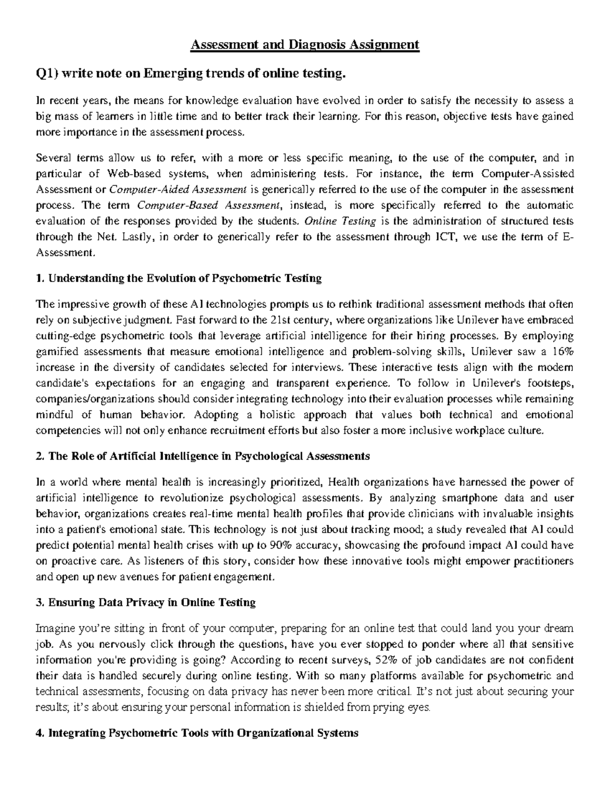 Assessment Assignment ( Shivani) - Assessment and Diagnosis Assignment ...