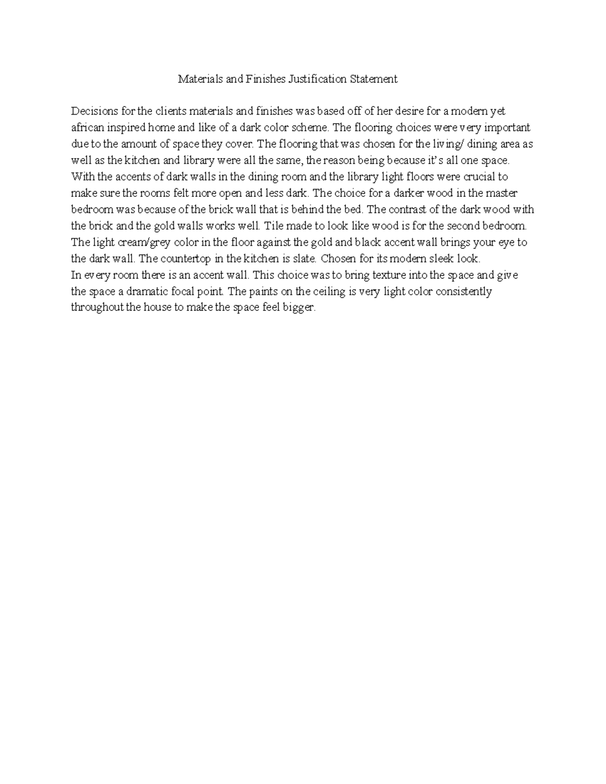 Untitled document-10 - Grade: A+ - Materials and Finishes Justification ...