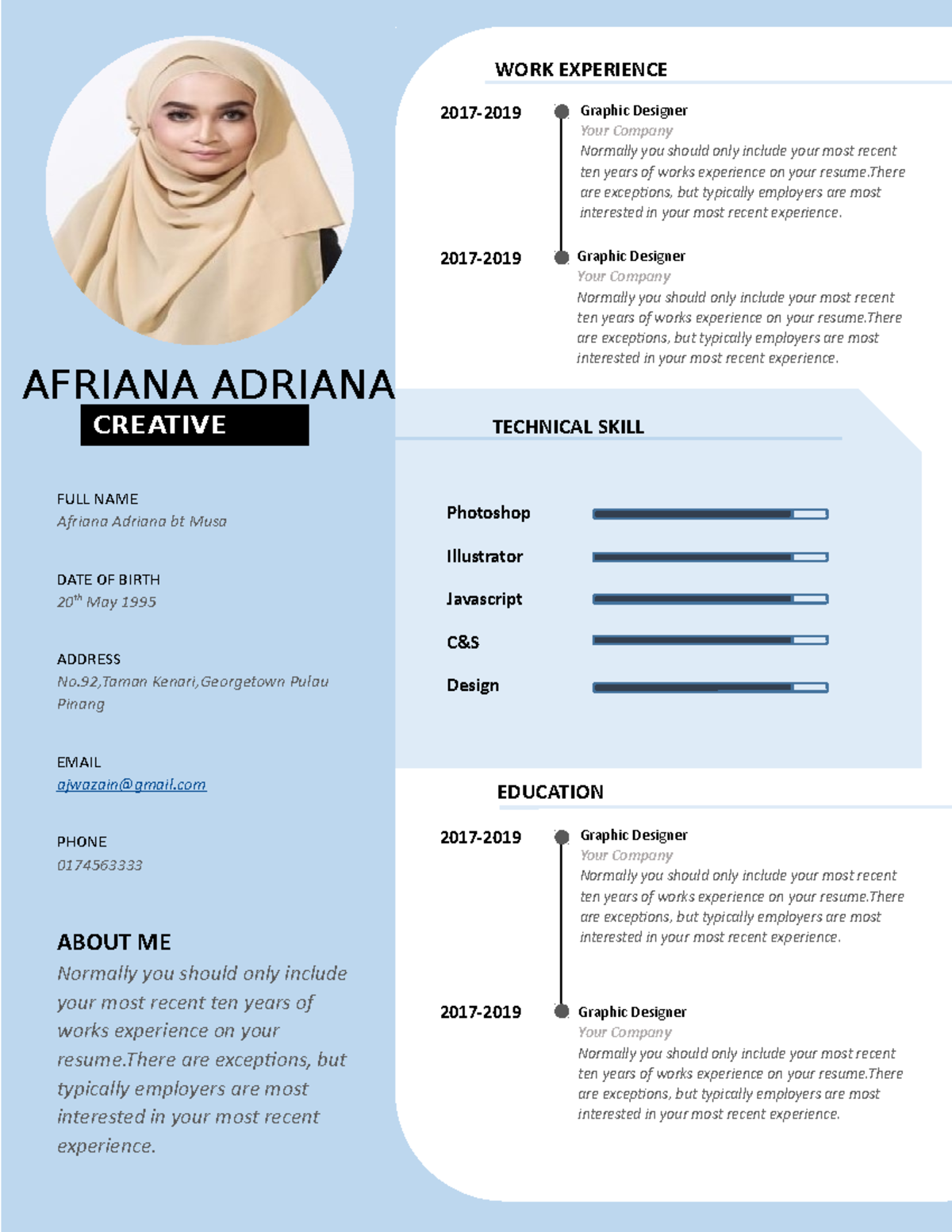 RO20 - FULL NAME Afriana Adriana bt Musa DATE OF BIRTH 20 th May 1995 ...