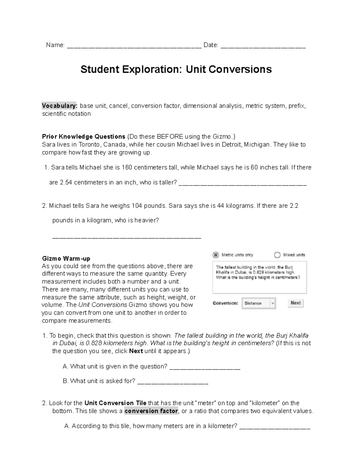 Kami Export - Unit Conversion SE - Name ...