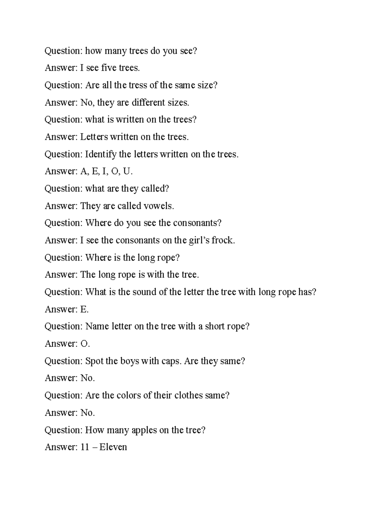 Doc22 basic questions Question how many trees do you see? Answer