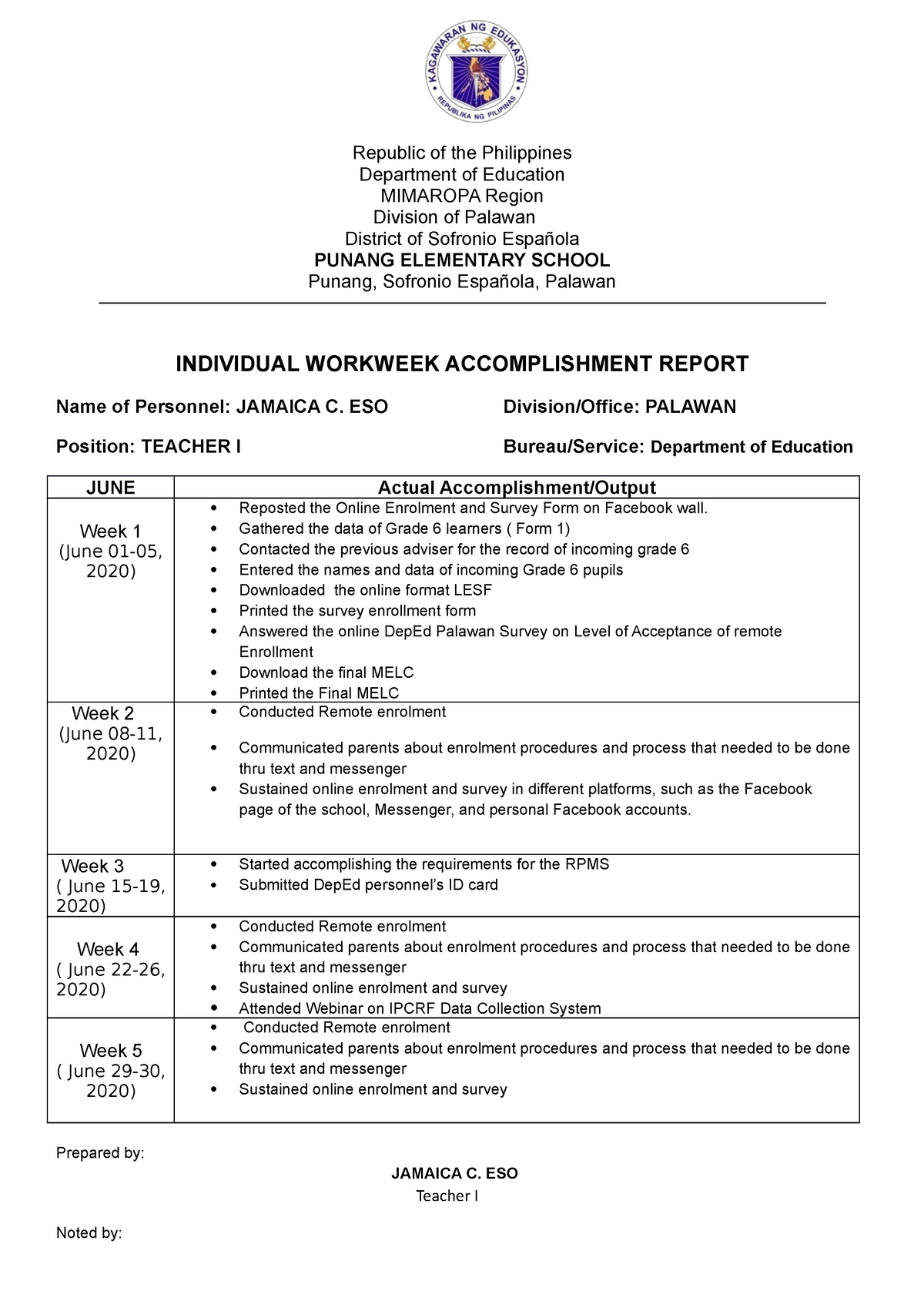 accomplishment-report-june1-republic-of-the-philippines-department-of