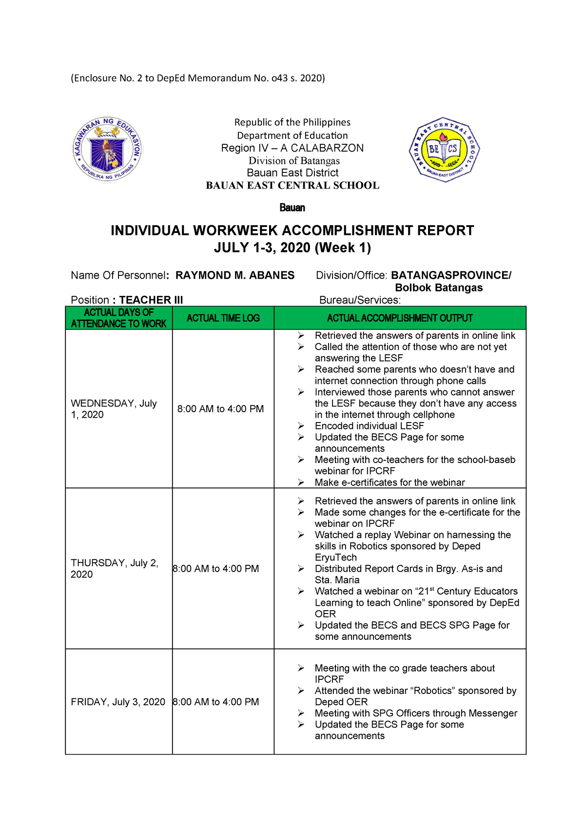 Pdfcoffee - INDIVIDUAL LEARNING WORK PLAN FOR JULY - (Enclosure No. 2 ...