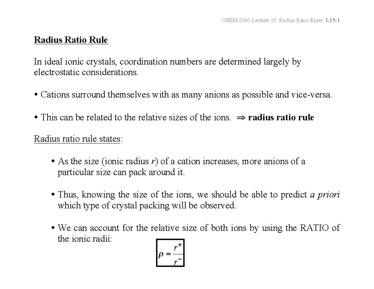 L152013 handwritten notes Radius Ratio Rule In ideal ionic