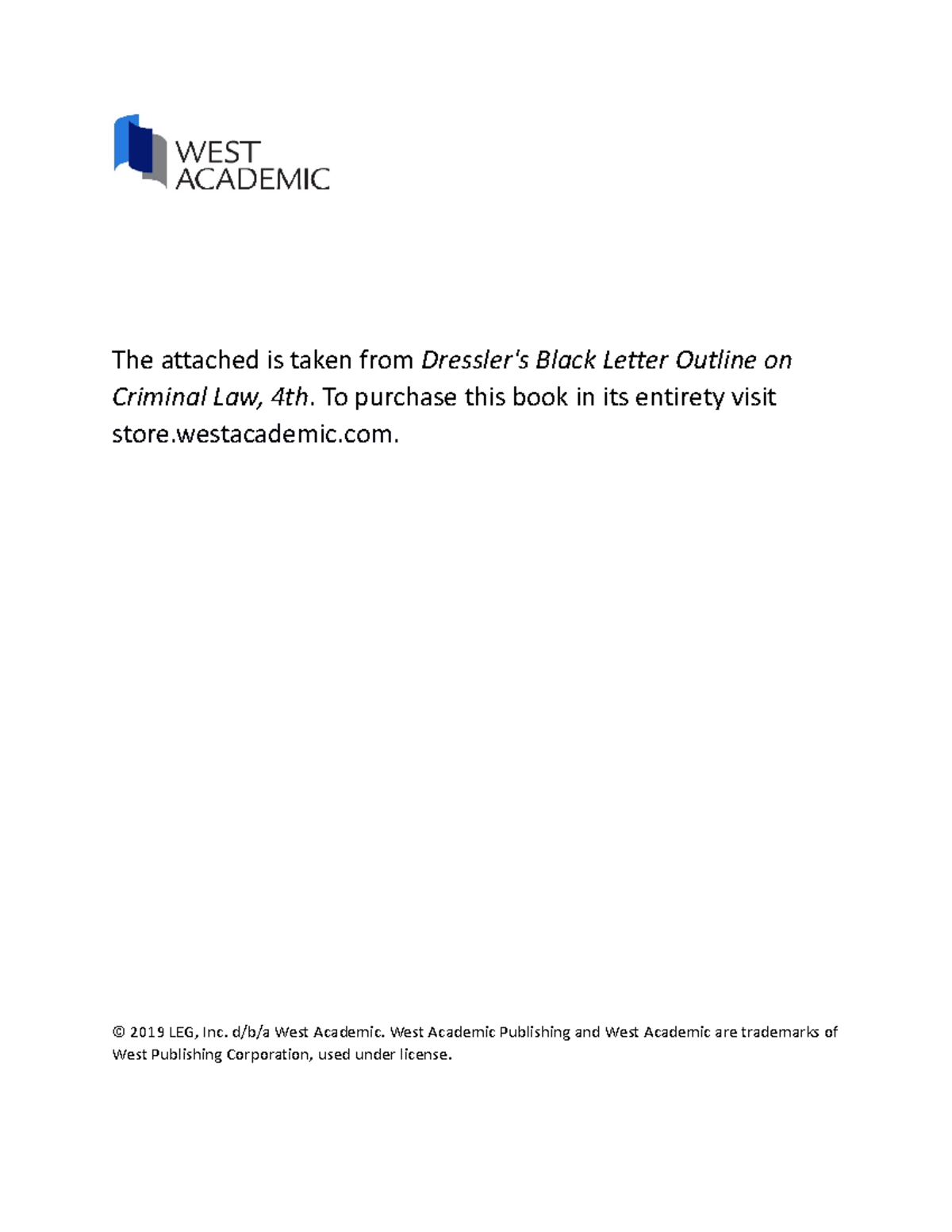 Crim Law Black's Letter Outline - The attached is taken from Dressler's ...