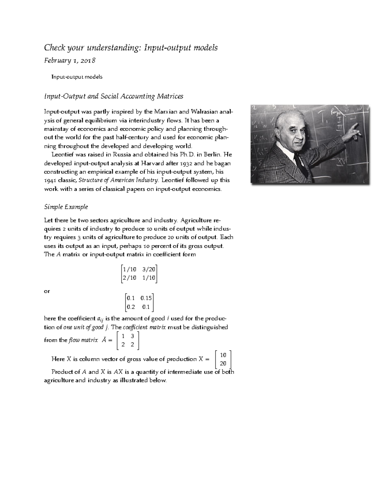 CYU Input Output leontieff matriz de insumo producto - February 1 ...