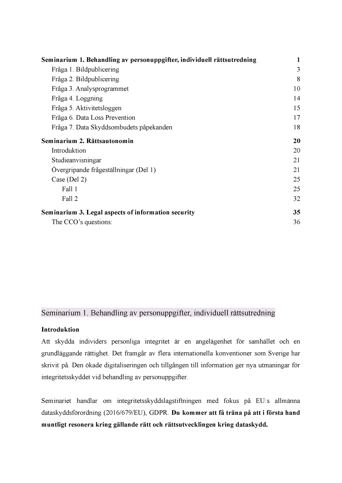 Seminarier VT23 - Seminarie Anteckningar, Rättsinformatik 2023 ...