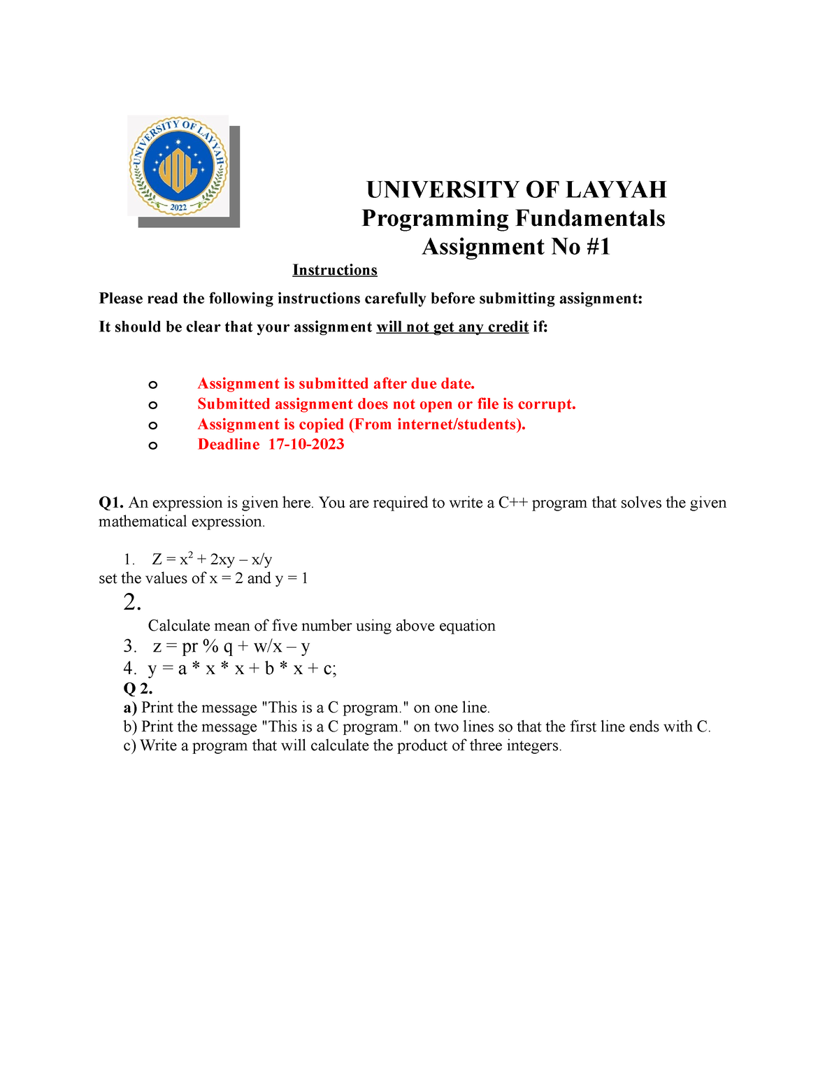 assignment outside of section. ignoring