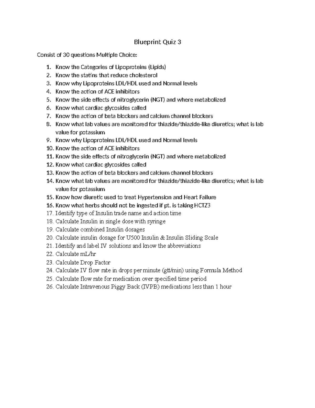 Blueprint Pharmacology - Blueprint Quiz 3 Consist of 30 questions ...