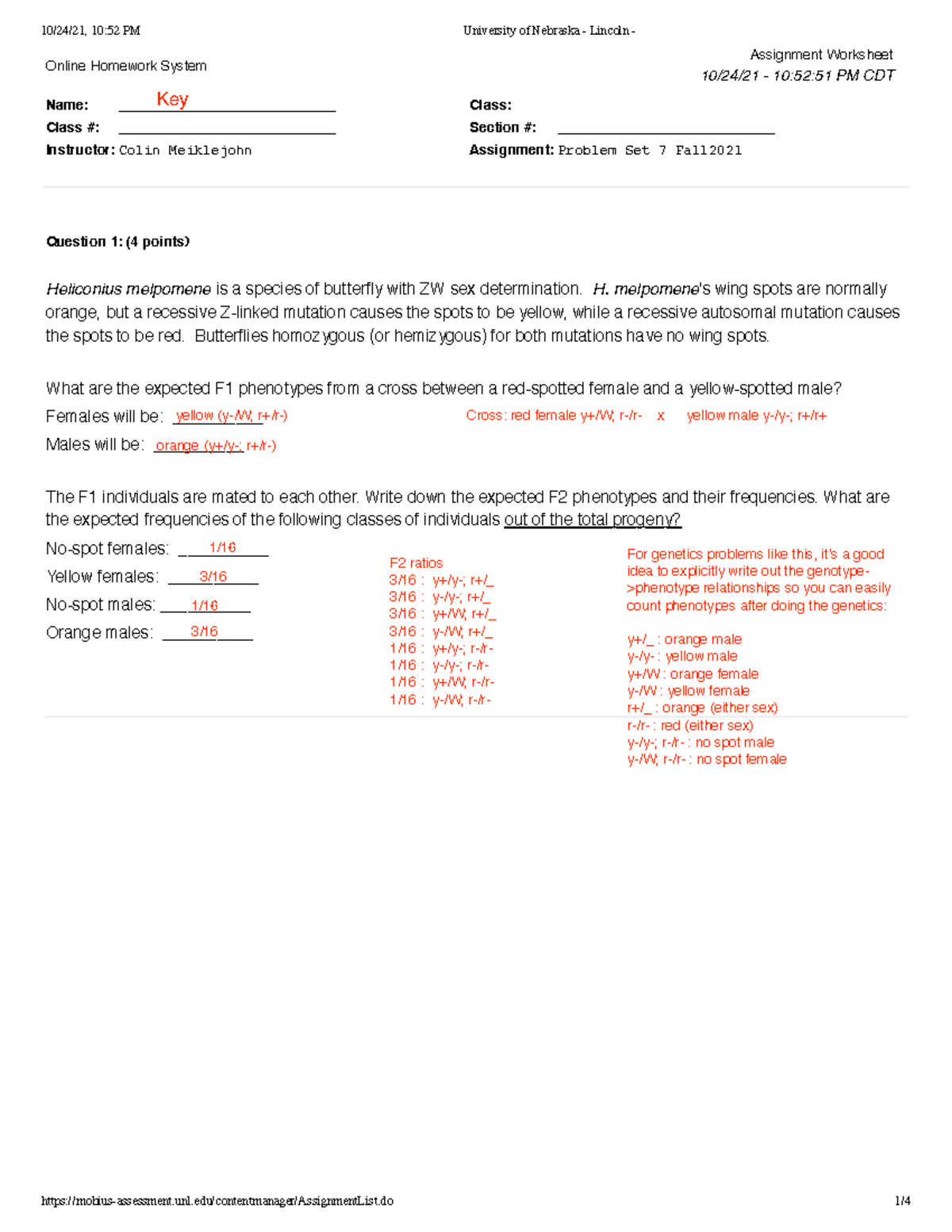 Problem set 7 Fall2021 key - Online Homework System Assignment ...