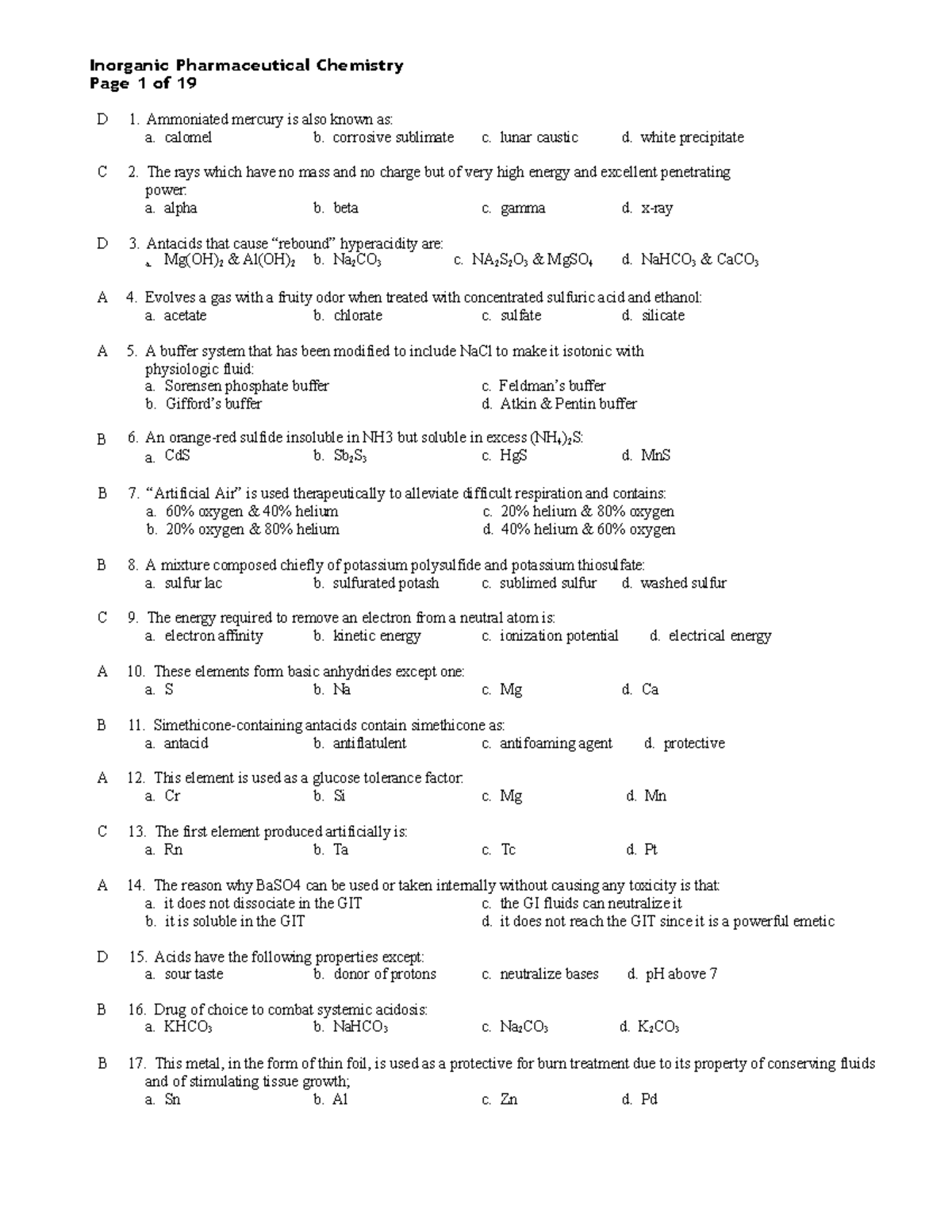 Module 1 inorganic pharmaceutical chemistry - Inorganic Pharmaceutical ...
