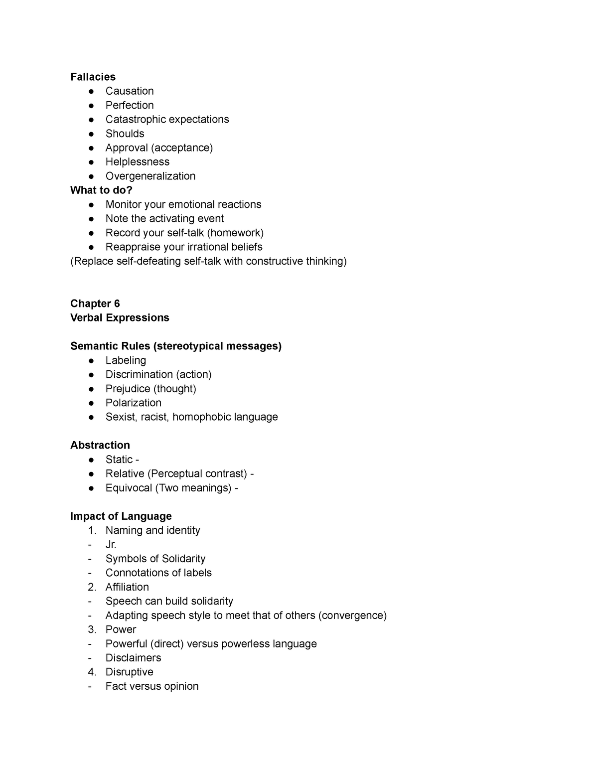 Interpersonal Communication Unit 6 Notes - Fallacies Causation ...