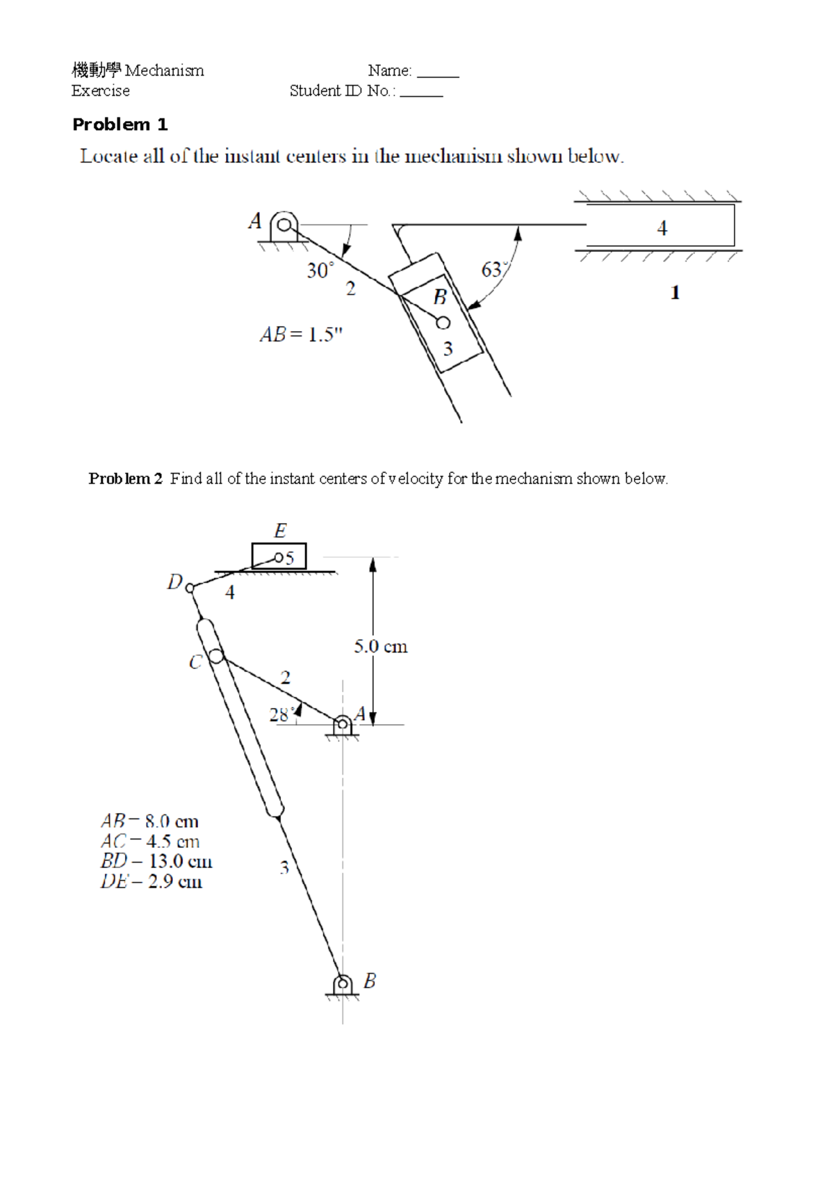 Exam 20 March 2015, questions and answers - 機動學 Mechanism Exercise Name ...