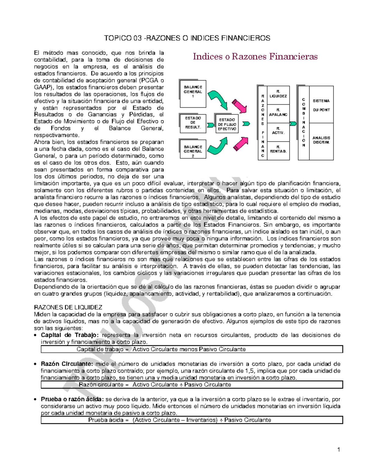 Apuntes Razones Financieras - TOPICO 03 -RAZONES O INDICES FINANCIEROS ...