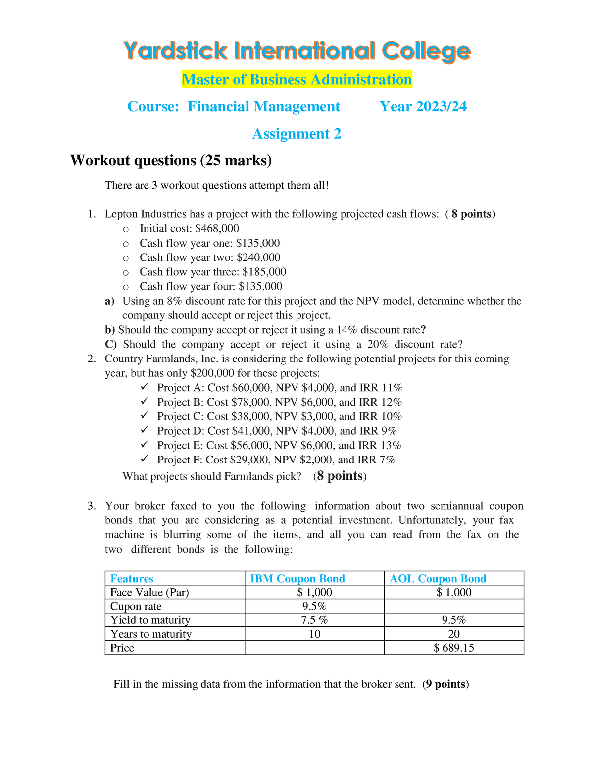 financial management 2 assignment