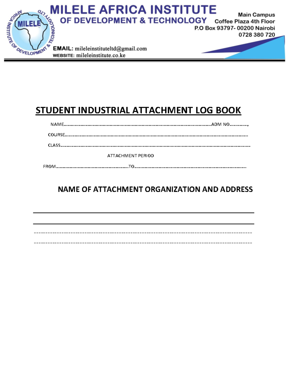 Attachment Log Book - DDH - STUDENT INDUSTRIAL ATTACHMENT LOG BOOK ...