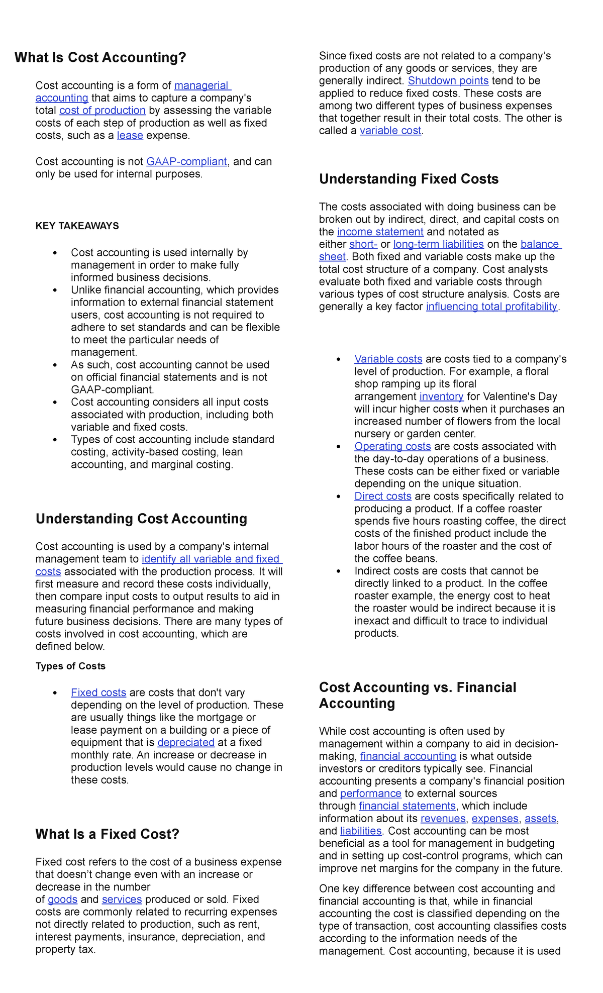 What Is Cost Accounting What Is Cost Accounting? Cost accounting is a