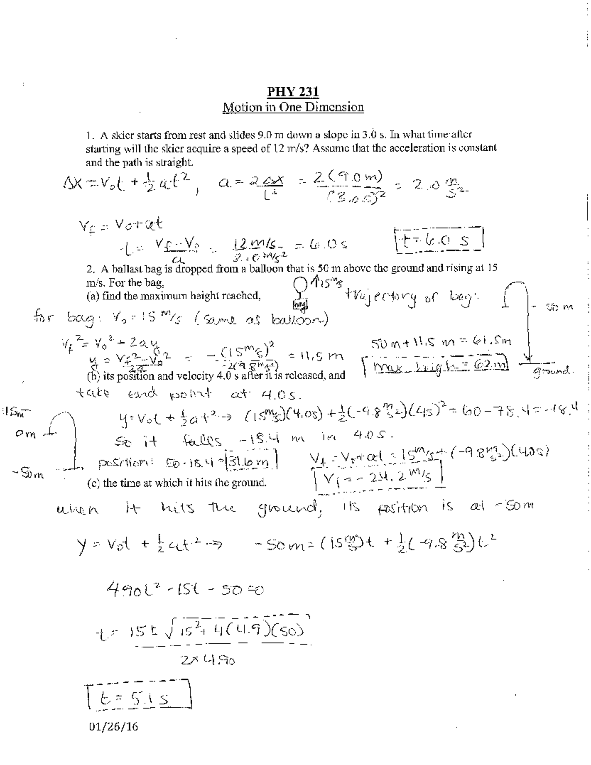 WKST2 SOL - worksheet 2 with solutions - PHY 231 Motion in One ...