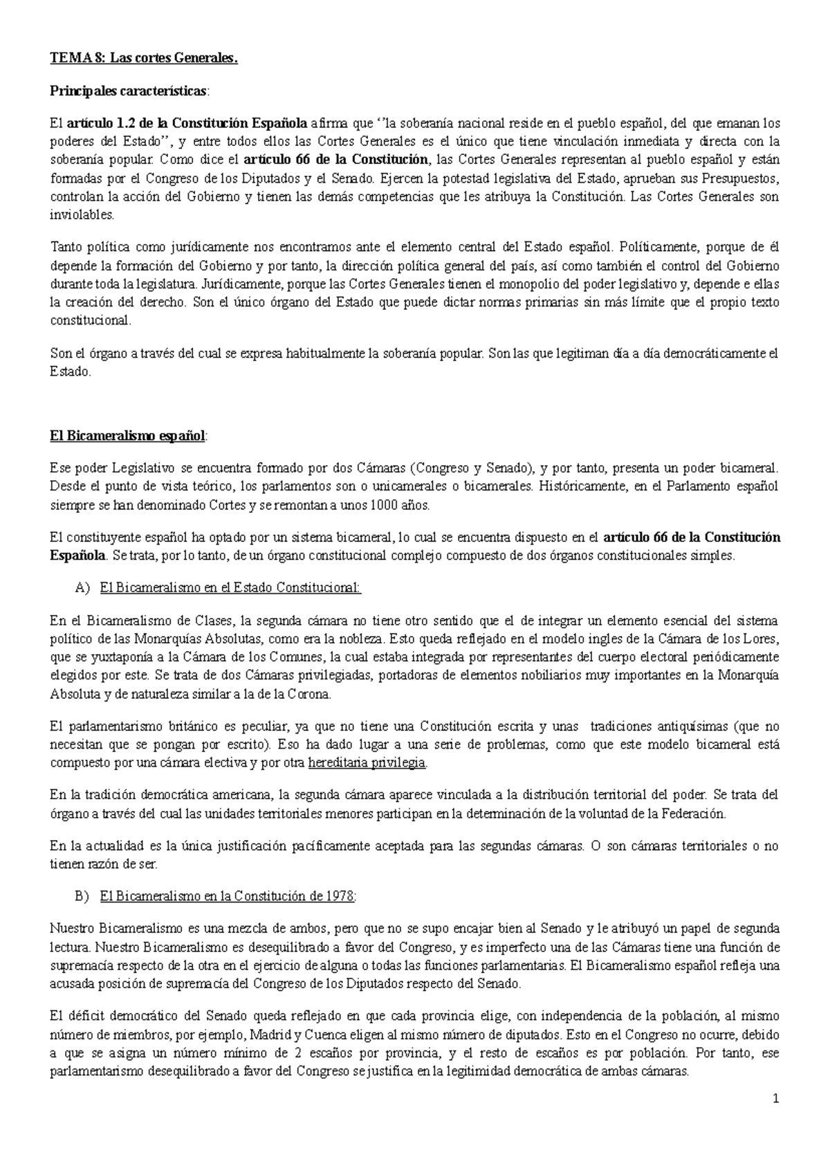 Apuntes, lecciones 8 - Profesor Fernando Rios Rull - TEMA 8: Las cortes ...
