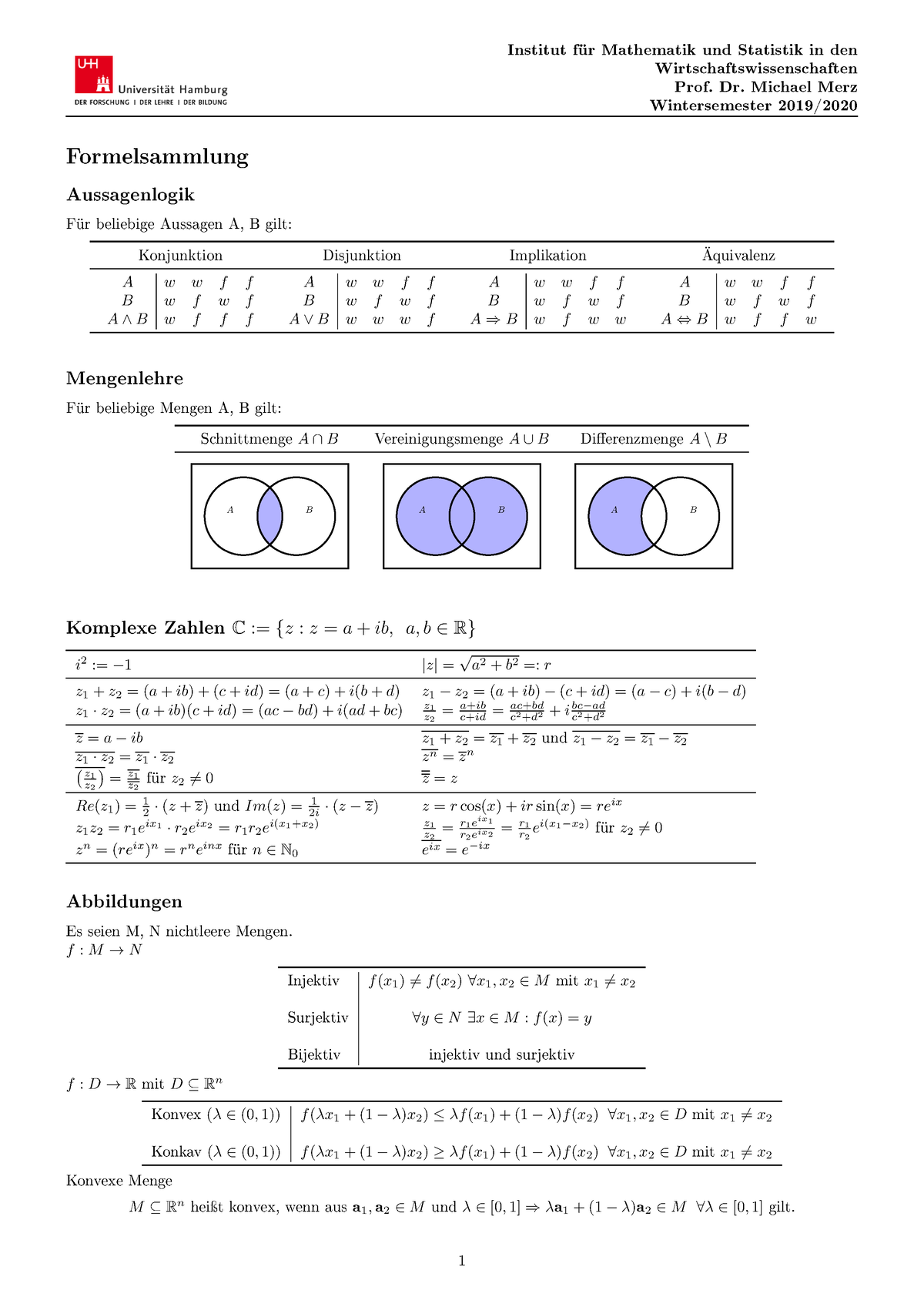 Formelsammlung - Wintersemester - Wirtschaftswissenschaften Prof.Dr ...