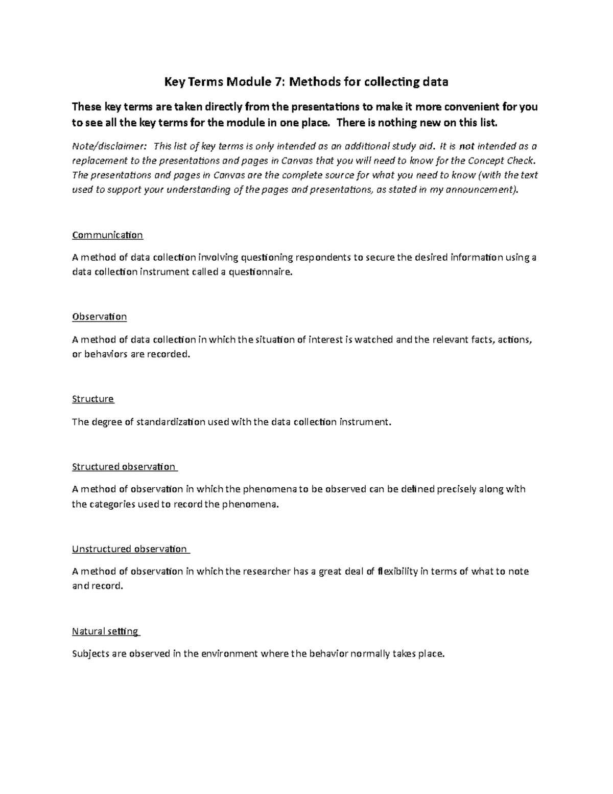 Module 7 Key Terms to Study for Concept Check 1 - MARKETNG 310 - UW ...