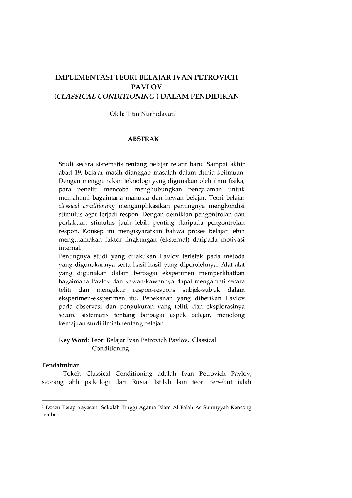 Implementasi Teori Belajar Ivan Petrovich Pavlov Classical Conditioning ...