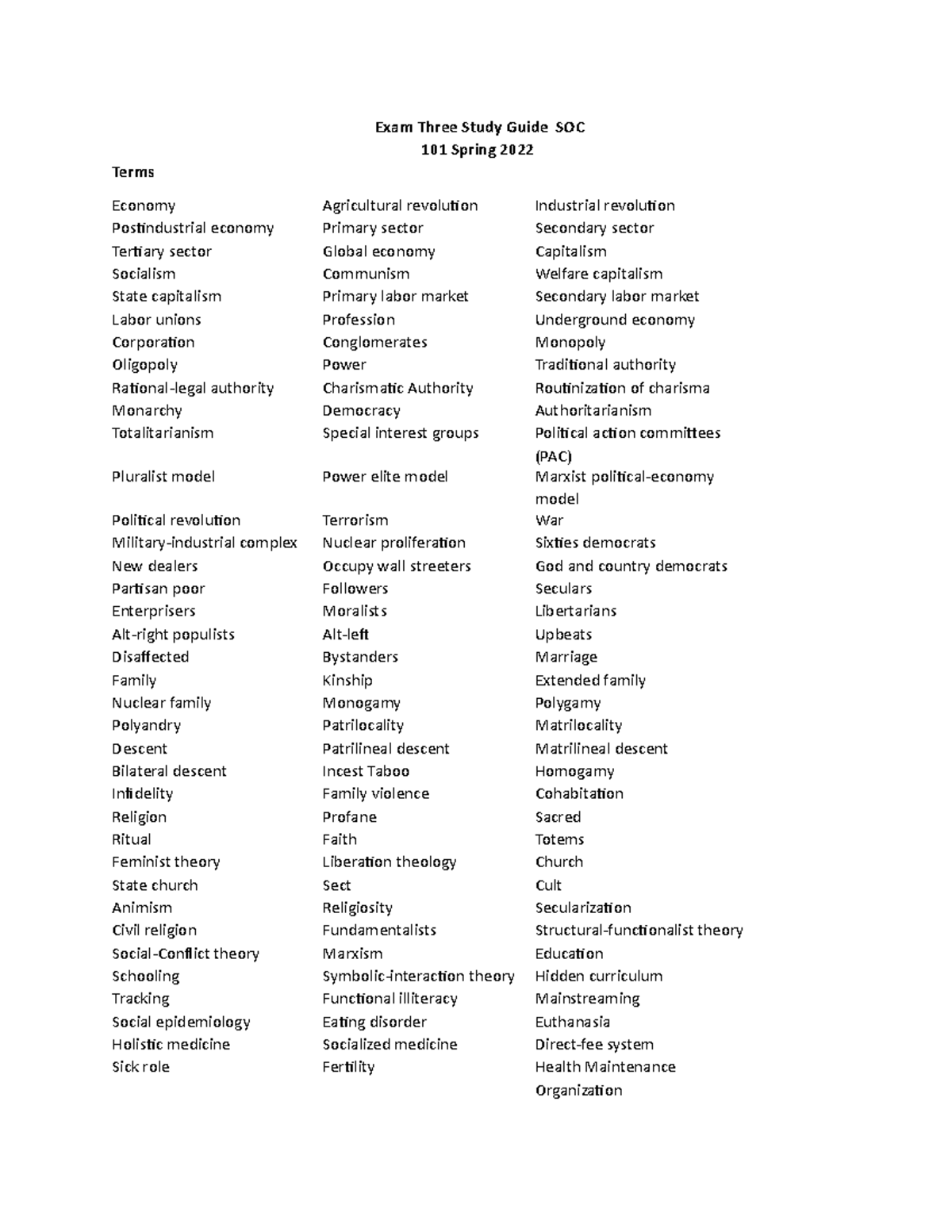 Exam Three Study Guide - Studocu