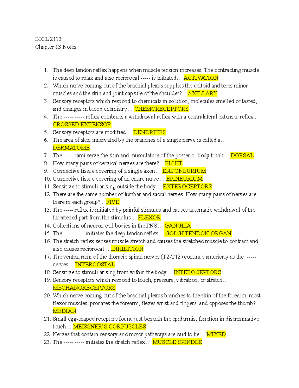 BIOL 2113 Ch. 13 Notes - Vocabulary - BIOL 2113 Chapter 13 Notes The ...