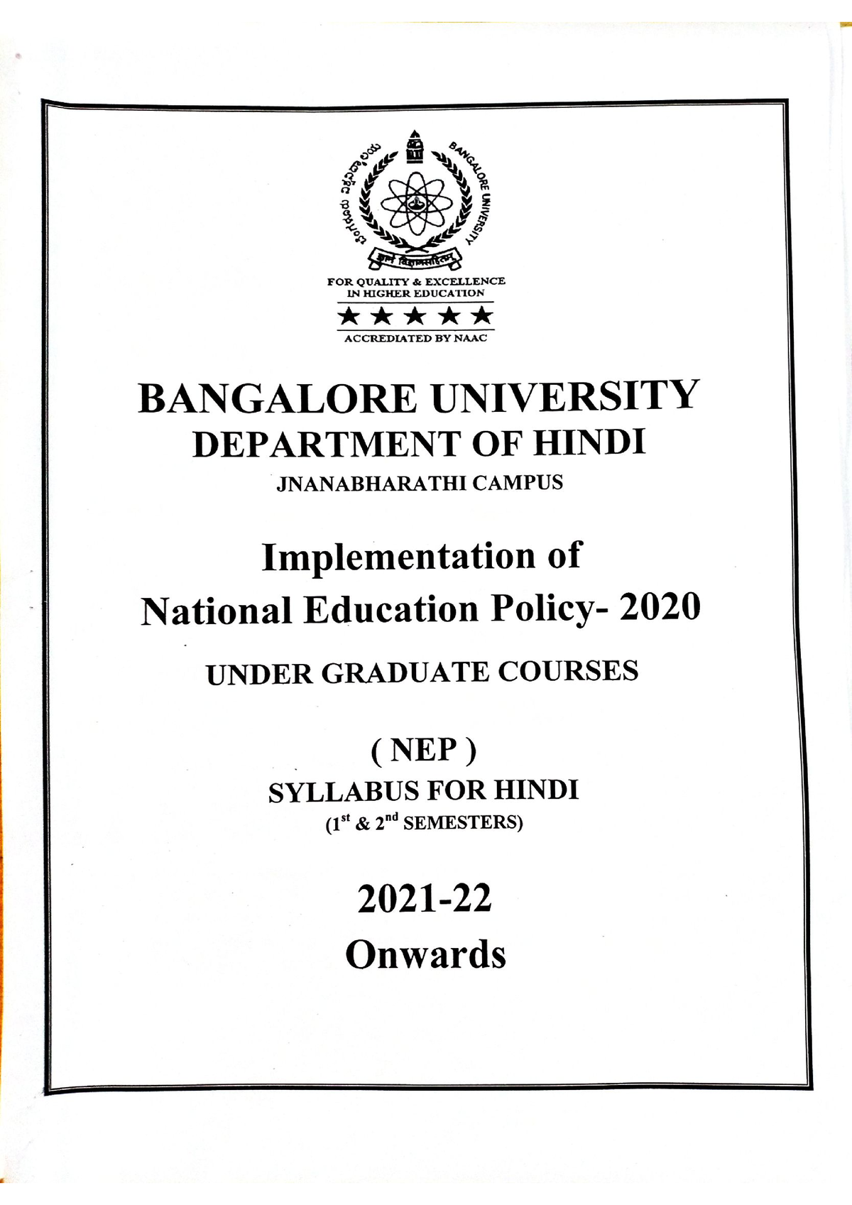 NEP-UG-Syllabus-Hindi-21102021 - Hindi Theory - Studocu