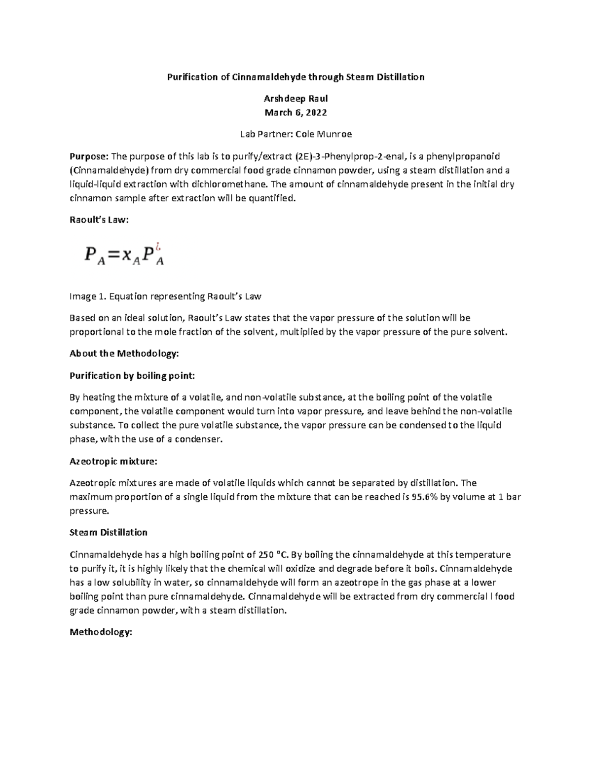 conclusion of distillation experiment