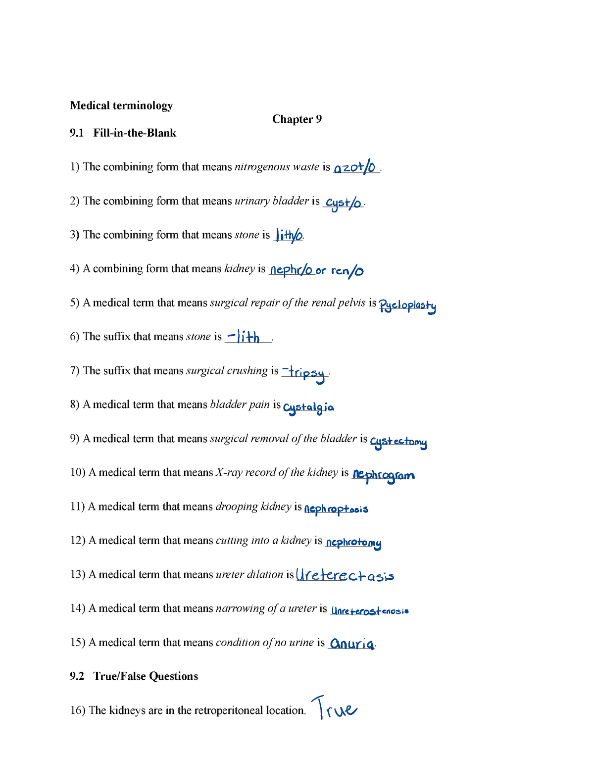 chapter 9 case study medical terminology