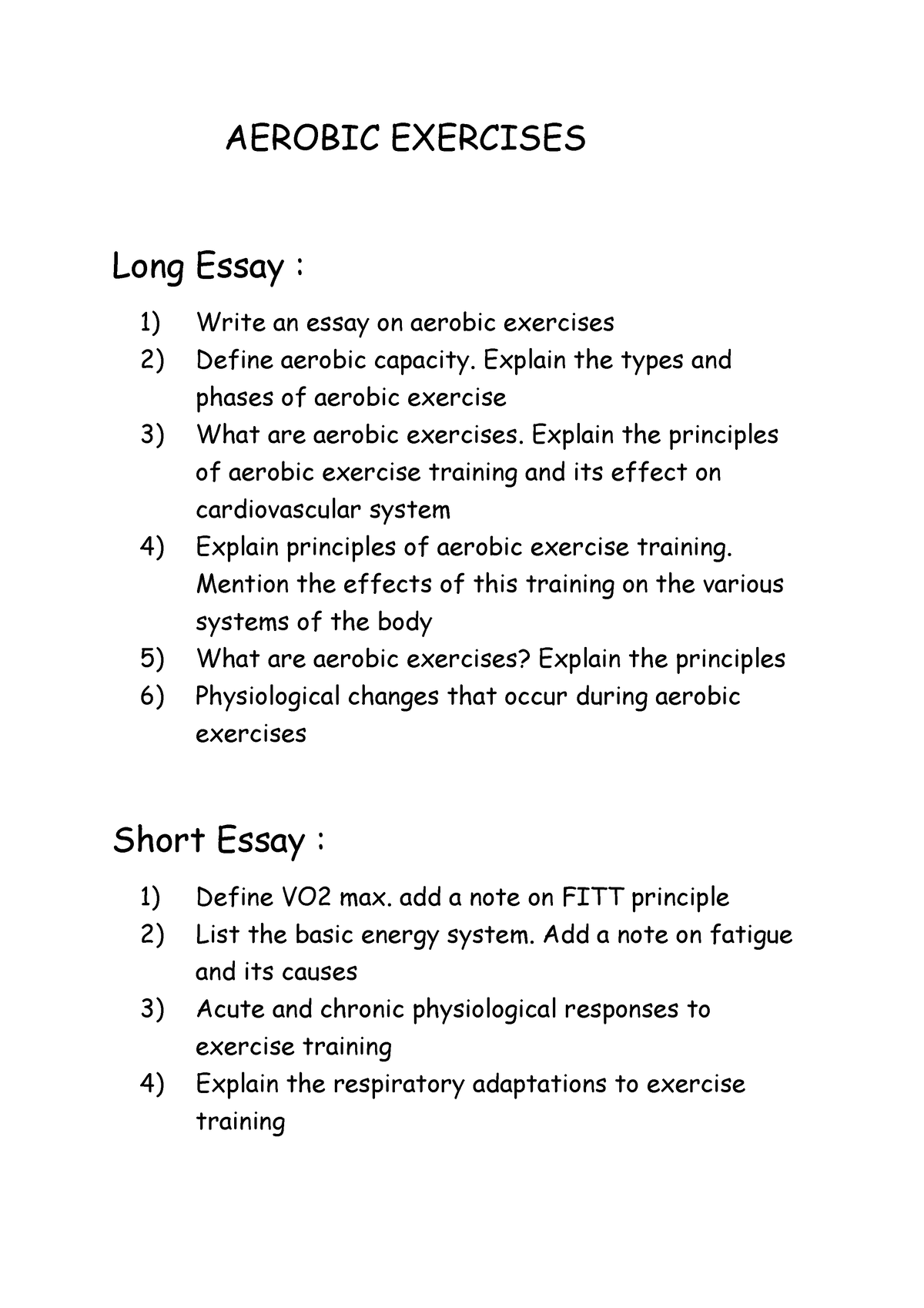 introduction essay about aerobic exercise