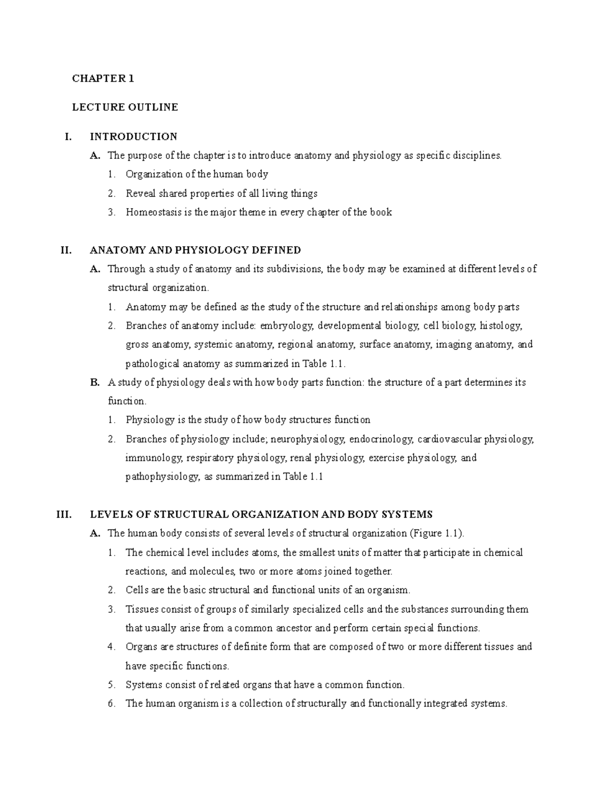 Chapter 1 Outline - CHAPTER 1 LECTURE OUTLINE I. INTRODUCTION A. The ...