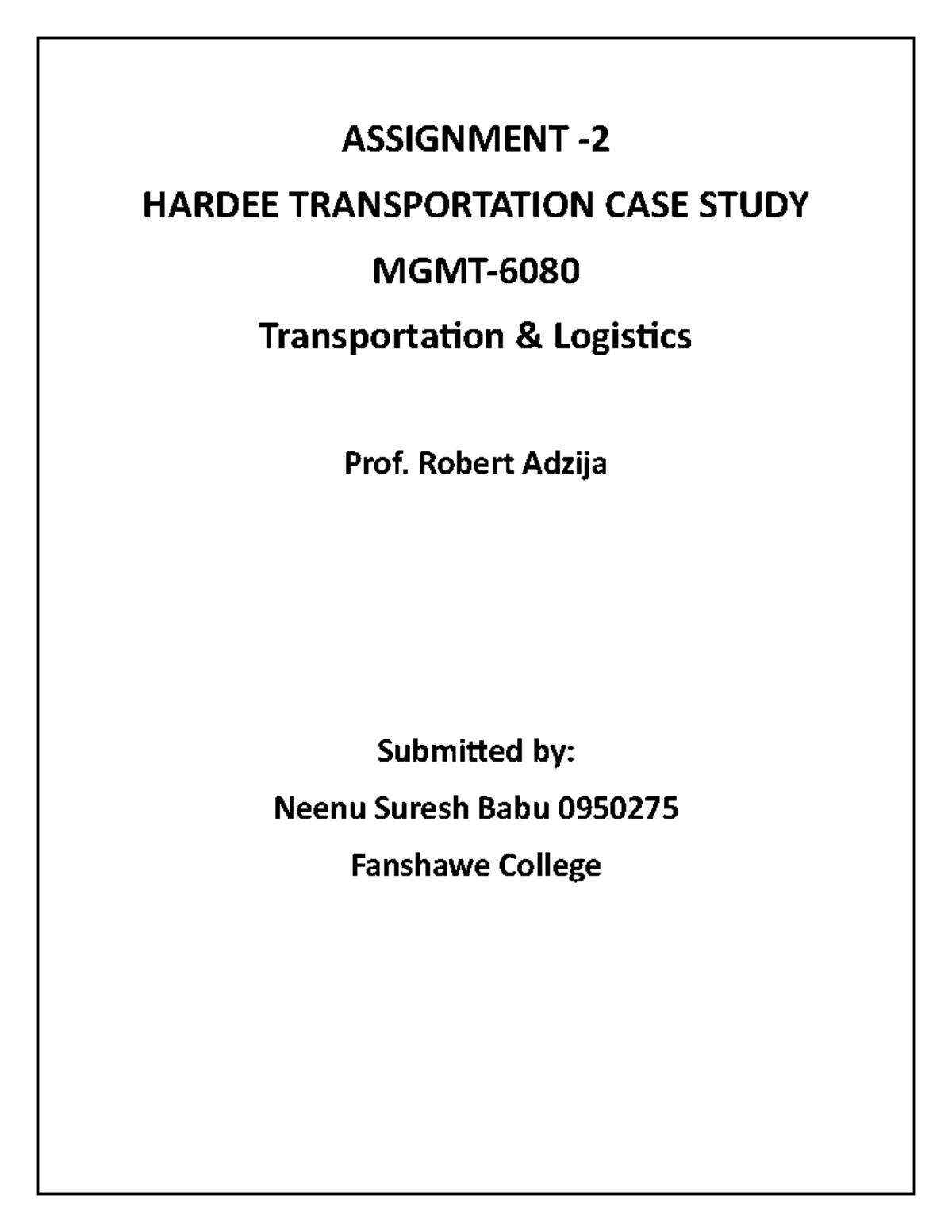 hardee transportation case study