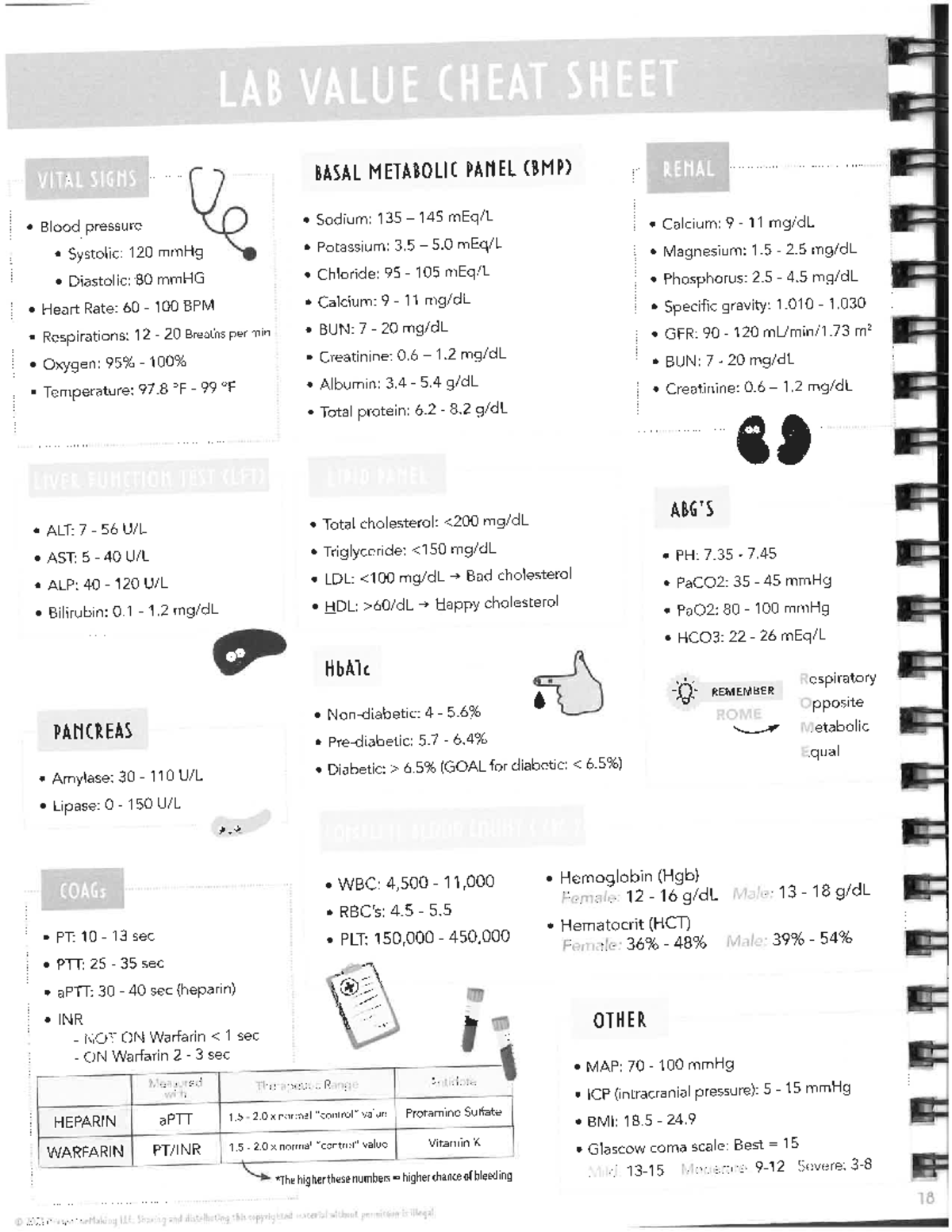 Lab value cheat sheet notes NURS 3343 Studocu