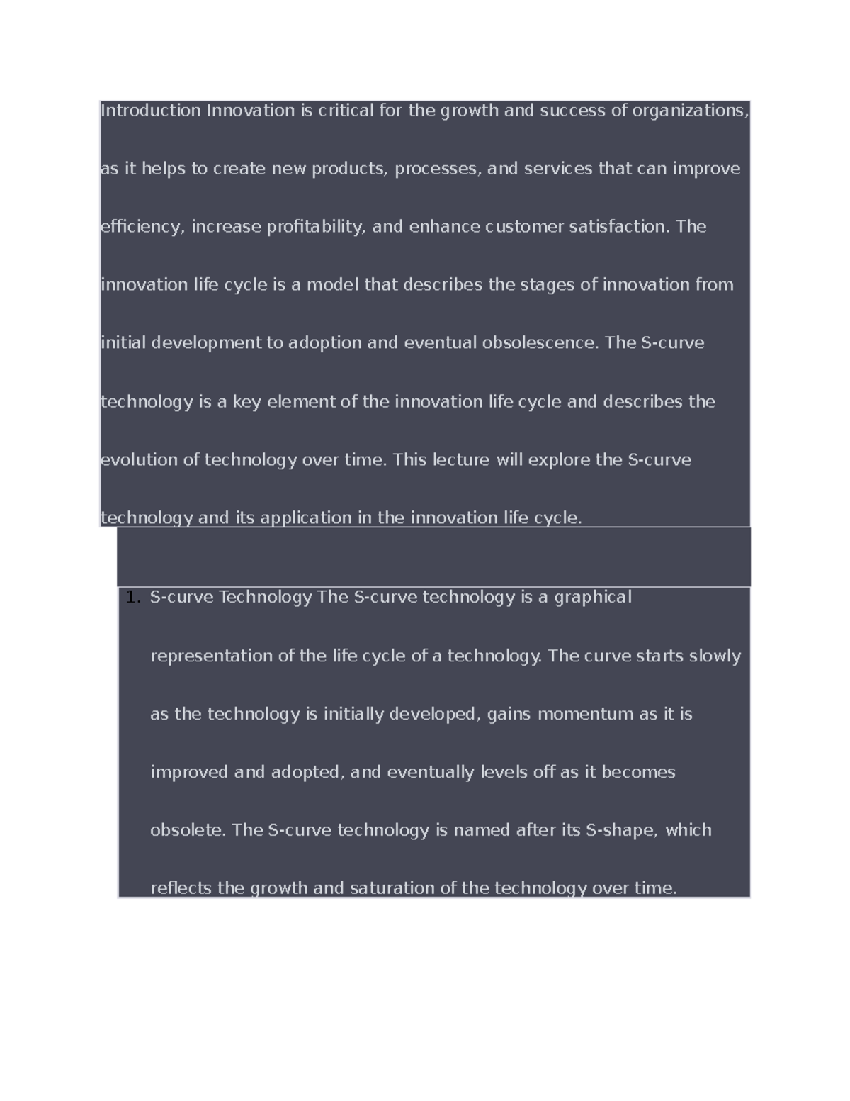 Introduction Innovation is critical for the growth and success of ...