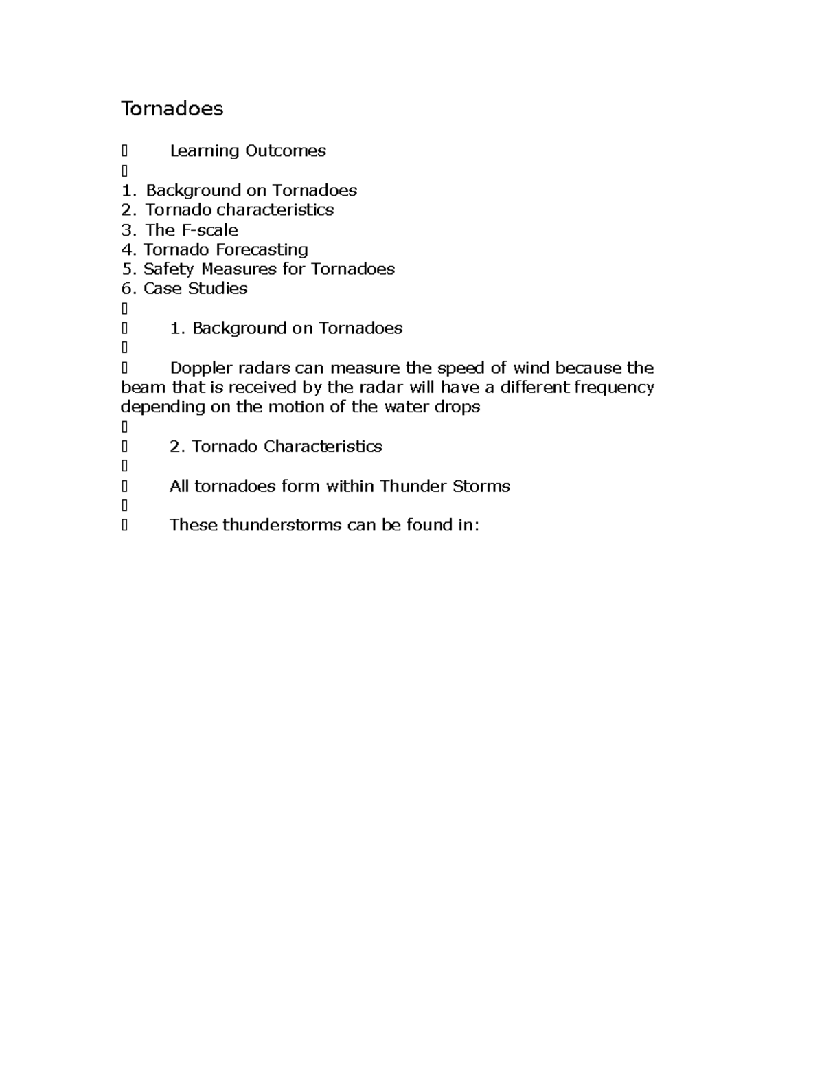 Lecture notes, Tornadoes - Tornadoes Learning Outcomes Background on ...